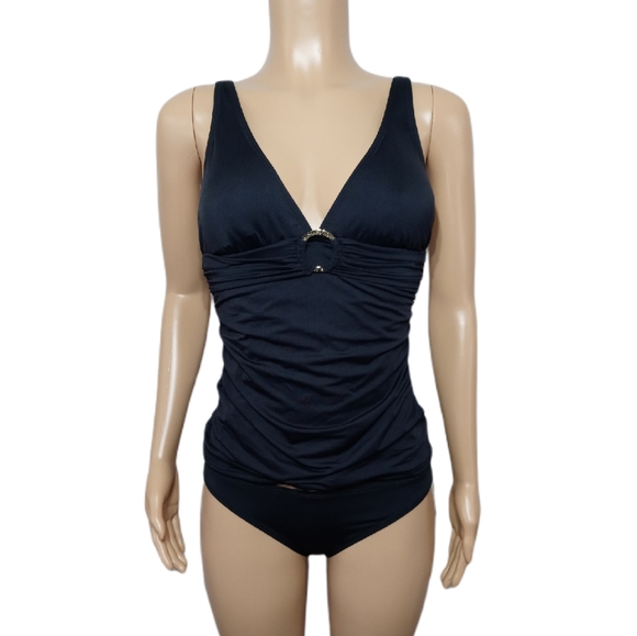 Michael Kors 2pc SwimsuitGold Colored Accents85% - Picture 2 of 5